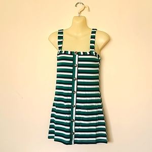 Olivaceous Mini Striped Green,Black and White Dress with 2 packets Size S